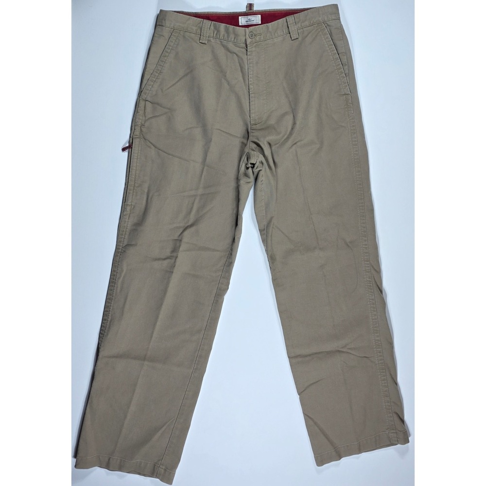 Dockers Men's Khaki Tan Flat Front Relaxed Fit Cotton Chino Pants 34x32